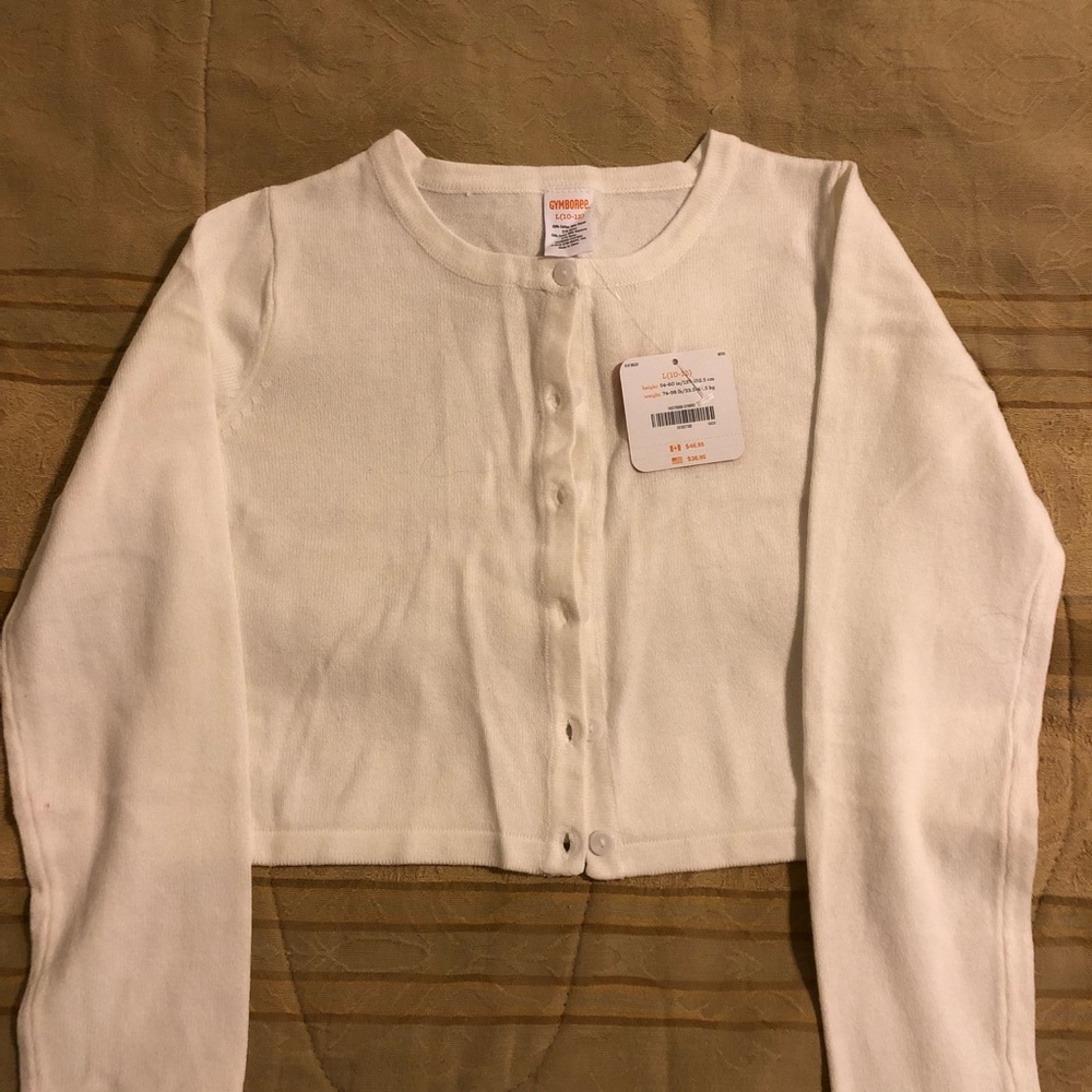 New Gymboree girl white cardigan, size L (10-12)